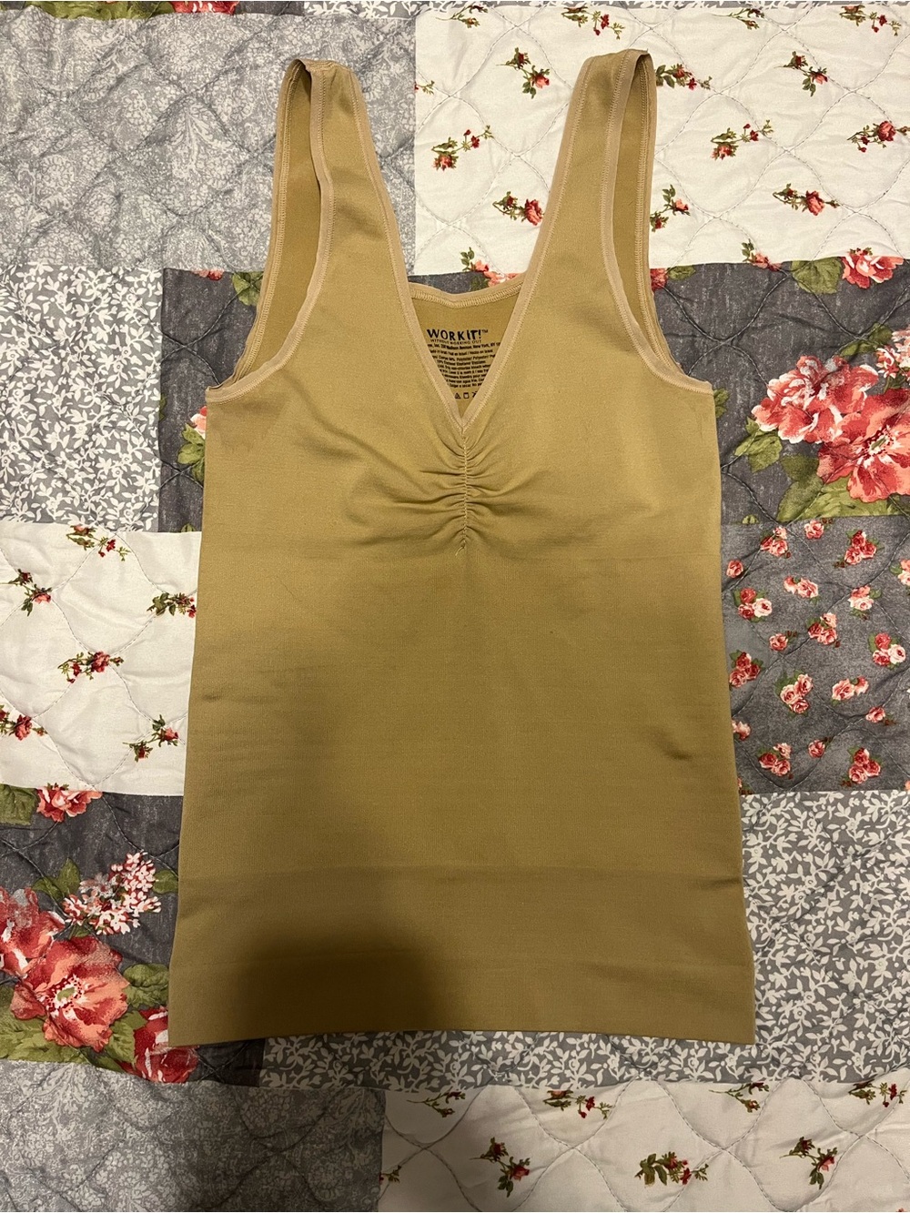 Ruched V‑Neck Seamless Shaping Tank - Tan